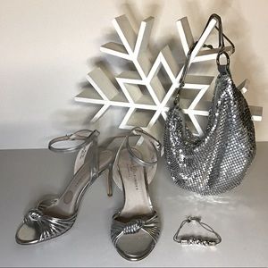 Chinese Laundry Silver Trio Shoes Purse Bracelet
